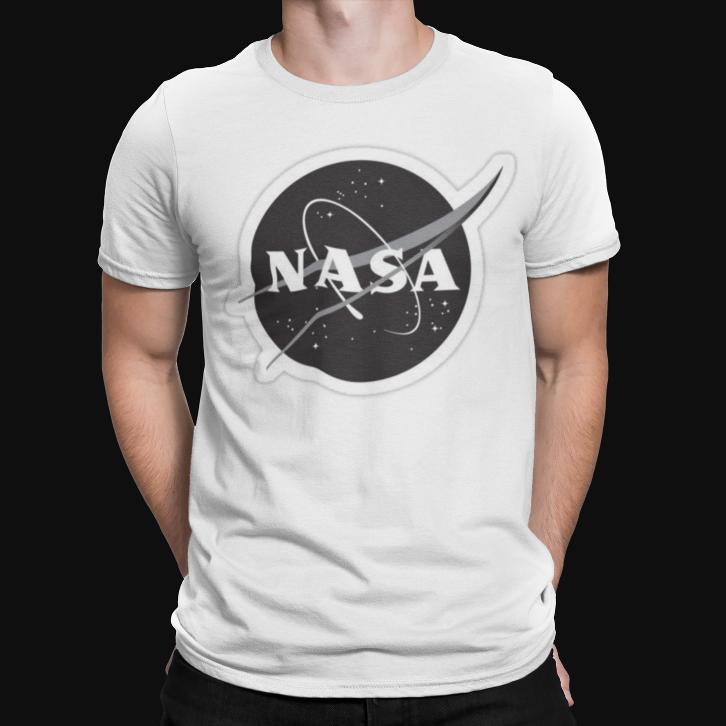 Black and White NASA T-Shirt - Cool - America - Science - Geek - Big Bang -Space