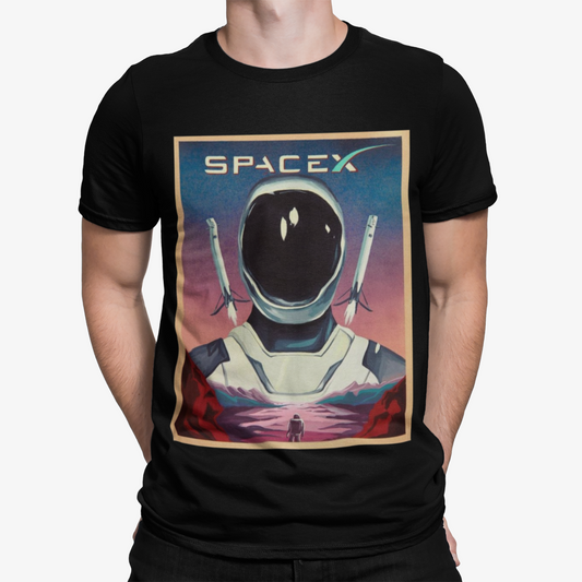 Space X Poster T-Shirt- Unique Funny Space Rocket Spaceship Moon Stars Alien