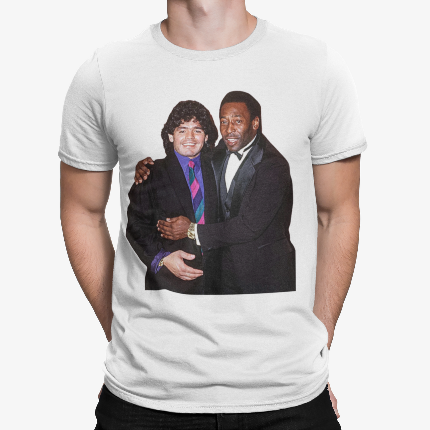 Pele And Maradona T-Shirt - Football Soccer Retro Classic World Cup RIP