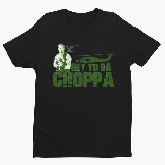 Get To Da Choppa T-Shirt - Retro Film TV Movie 80s Cool Gift Arnie Predator