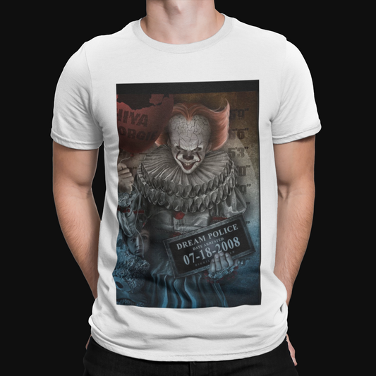 IT Pennywise Mugshot T-Shirt  - Horror - Halloween - Film -TV  -Retro