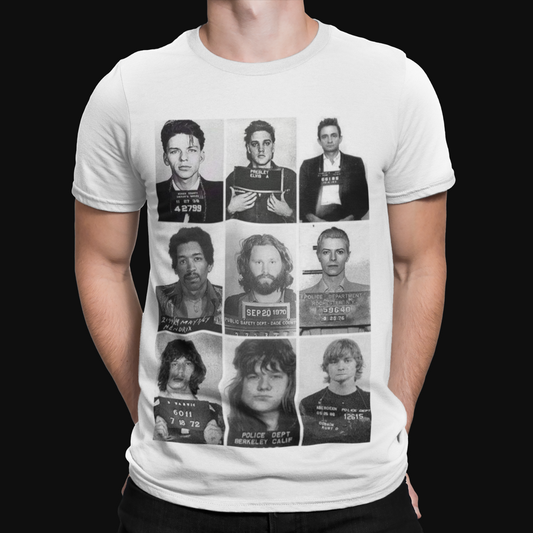 Celebrity Mugshots T-Shirt - Cool Retro Music Actors Movie Film TV Gift