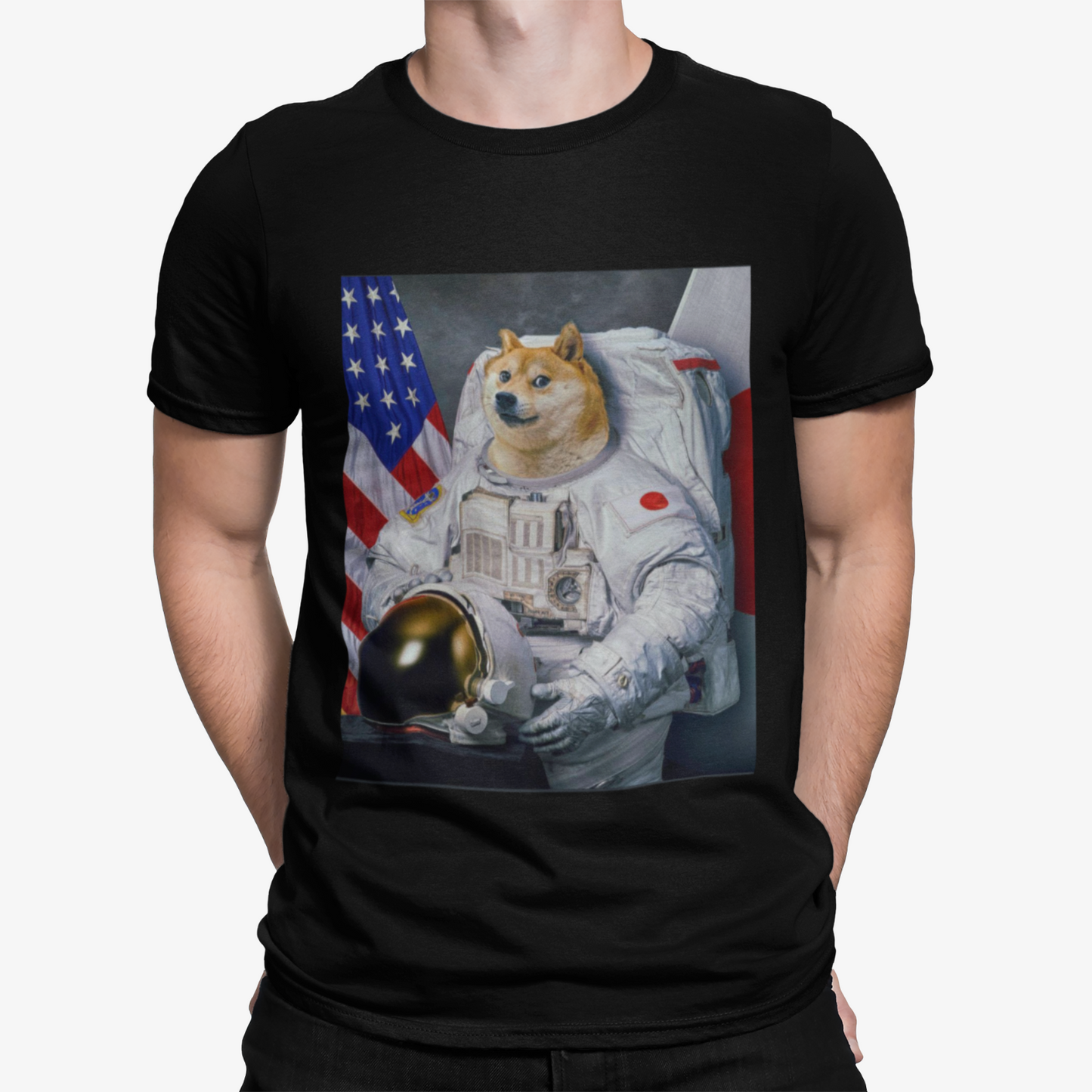 Doge Spaceman Logo T-Shirt- Unique Funny Space Rocket Spaceship Moon Stars Alien