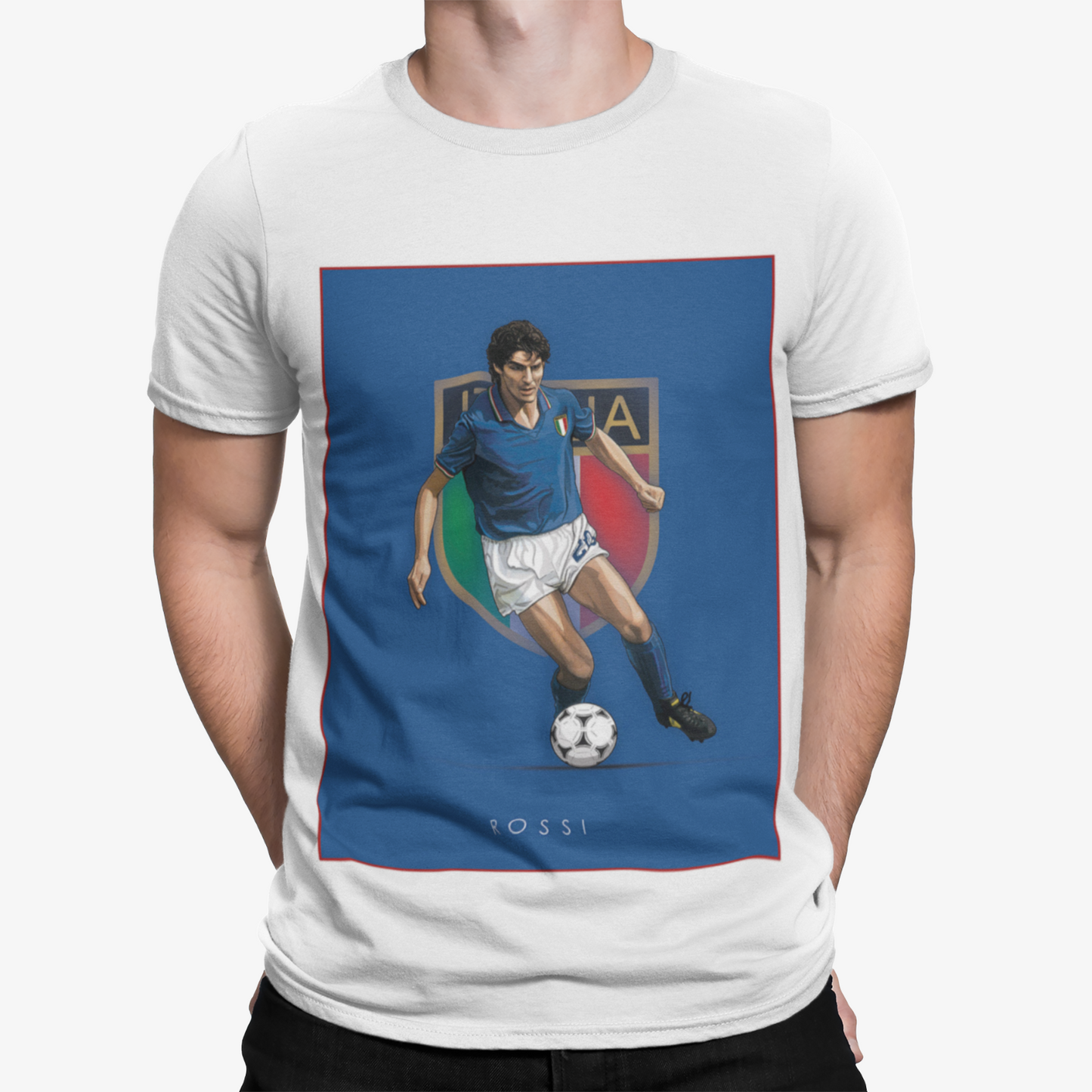 Rossi Art T-Shirt - Football Retro Sport Iconic England Euro Gazza 96 Italy