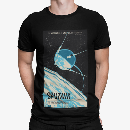 Sputnik T-Shirt- Unique Funny Space Rocket Spaceship X Moon Stars