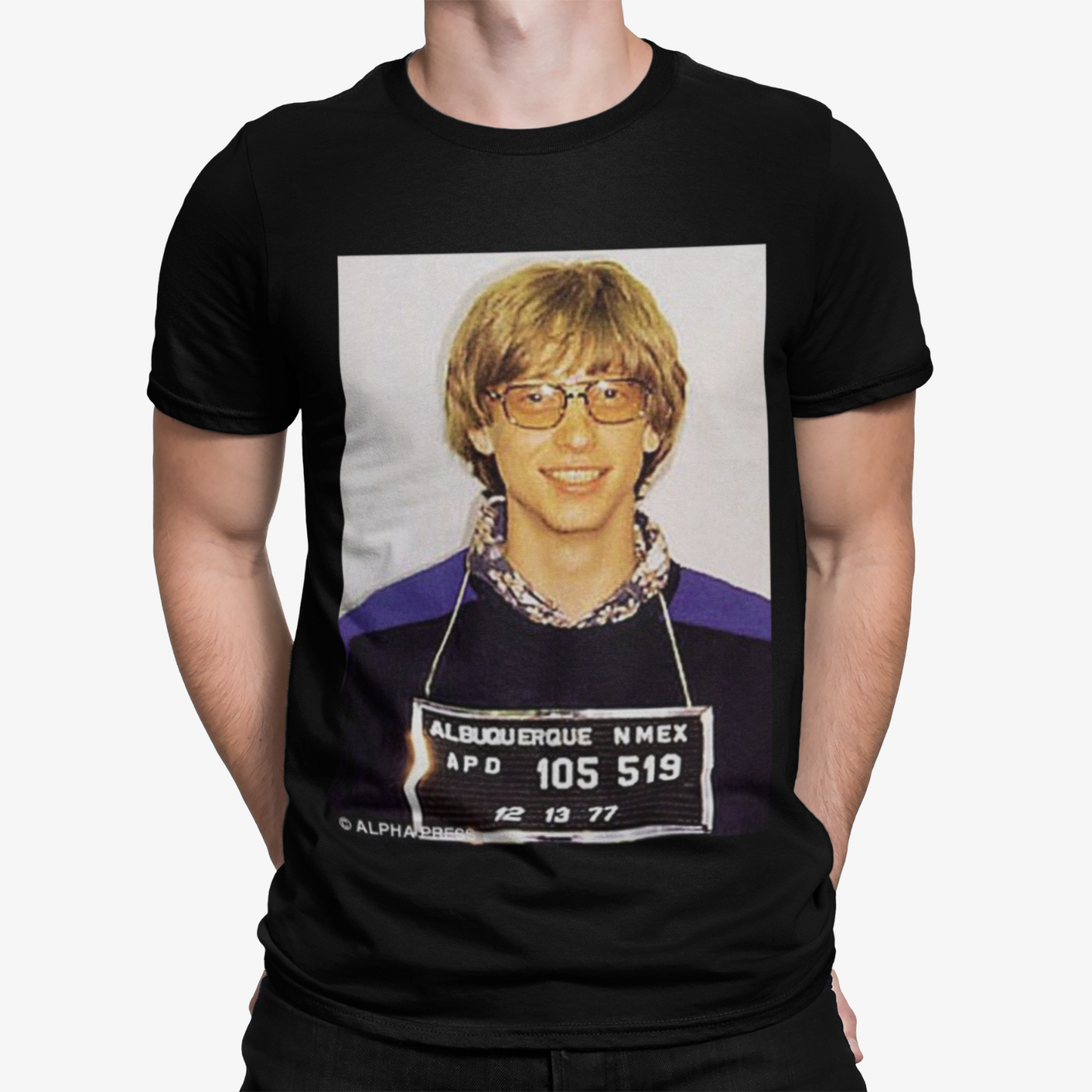 Bill Gates Mugshot T-Shirt - Retro - Funny - Cool - Rare - Celebrity - Microsoft