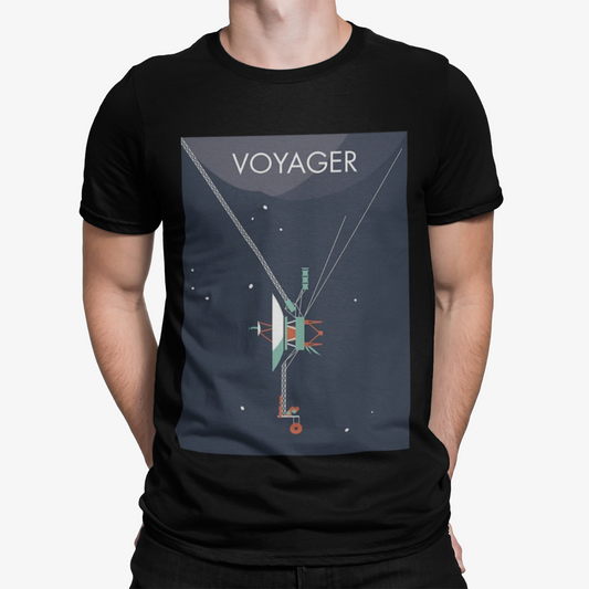 Voyager T-Shirt- Unique Funny Space Rocket Spaceship X Moon Stars