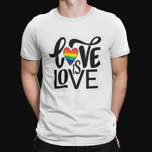 Love is Love T-Shirt - Gay - LGBTQ - Pride - Rainbow - Retro - Rights - Festival