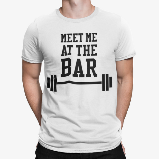 Meet Me At The Bar T-Shirt -Funny Gym Sport Weights Arnie Retro Men Training