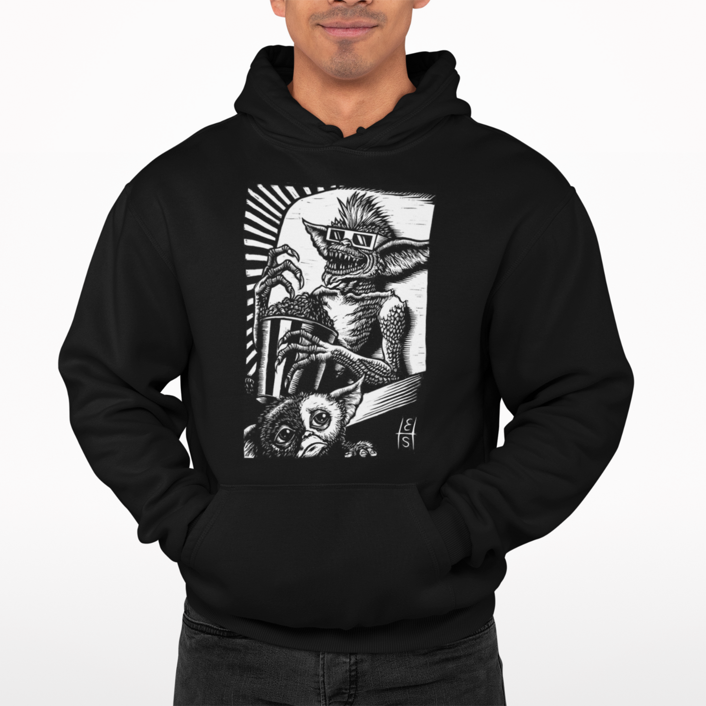 Gremlins BW Hoodie - Retro - Film - TV - Movie -80s - Cool - Gift - Actio