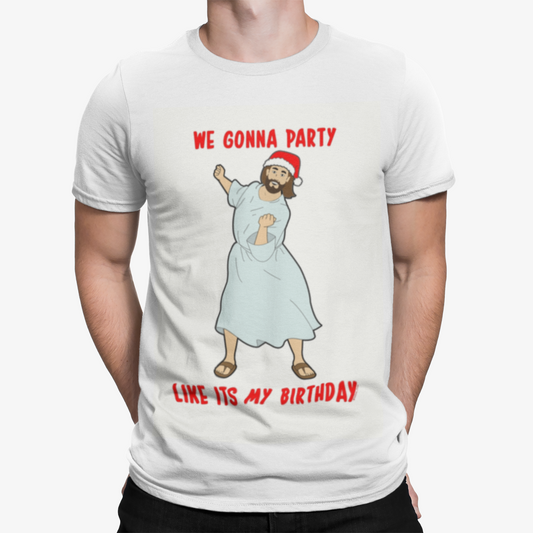 Jesus Party Like Birthday T-Shirt -Xmas Christmas Movie Comedy Funny Retro Santa