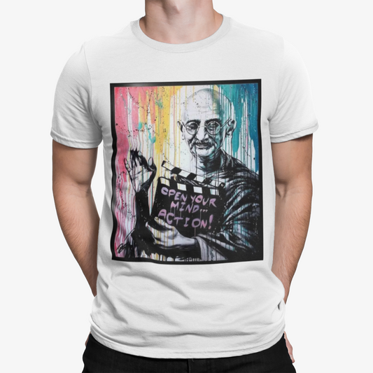 Gandhi Grafitti T-Shirt - Retro Cool Gift Politics