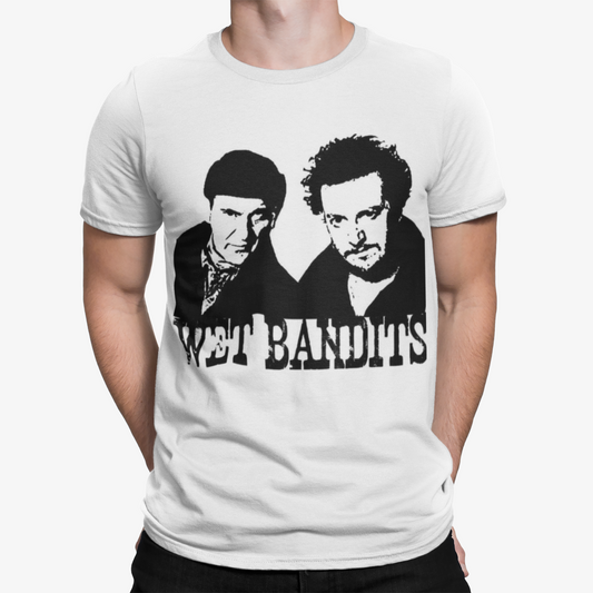 Wet Bandits BW T-Shirt - Home Alone Film Movie Retro Comedy Christmas Xmas