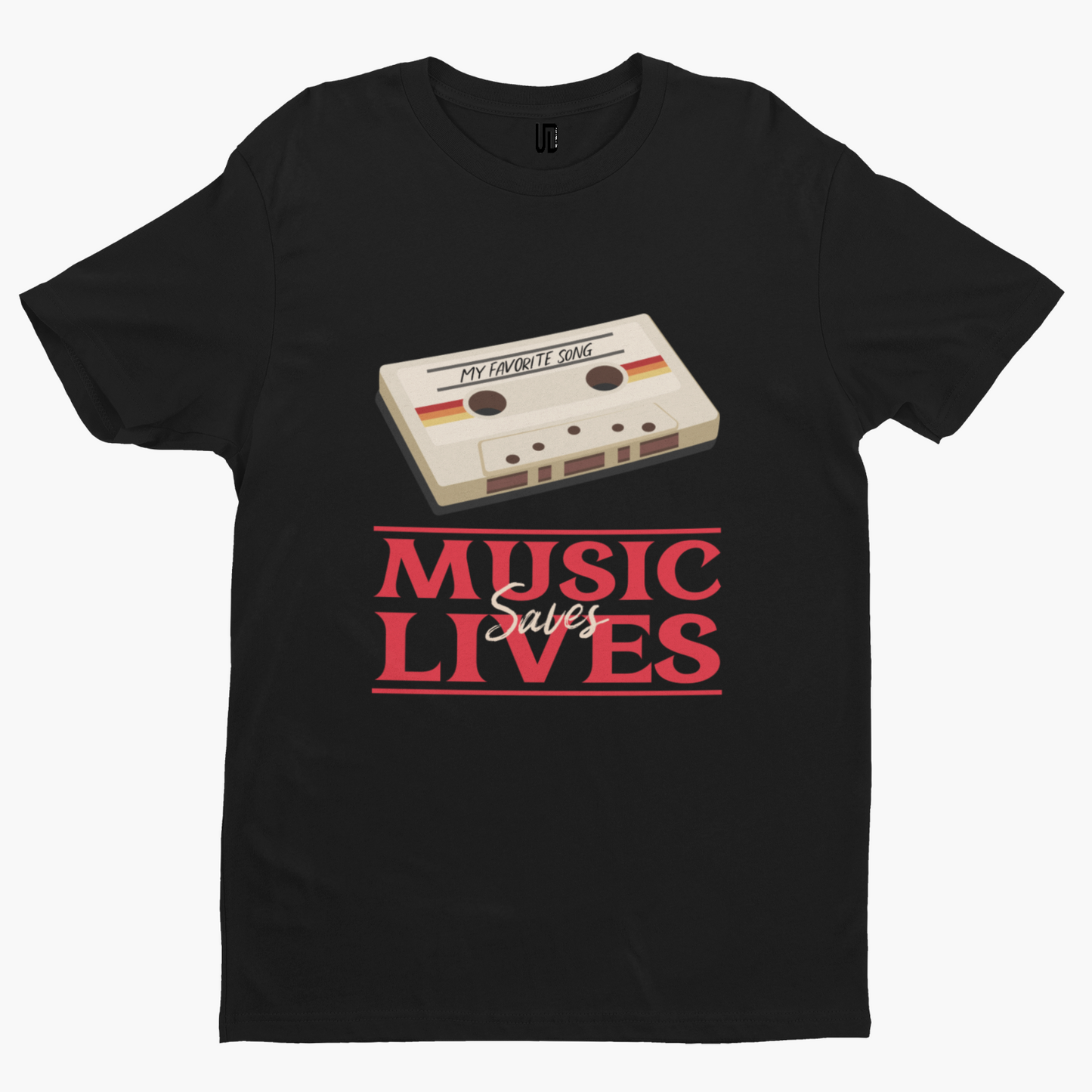 Music Saves Lives T-Shirt -  Adult Humour Funny Film TV Stranger Cool