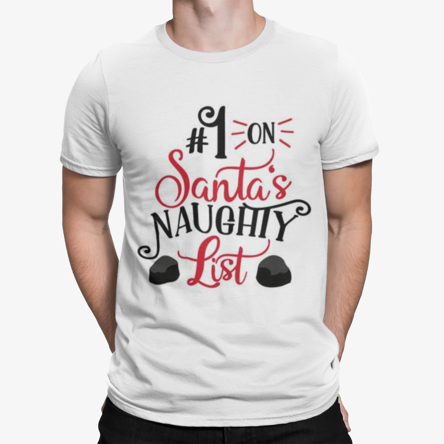 No.1 On Naughty List T-Shirt - Xmas Christmas Movie Comedy Funny Retro Cool