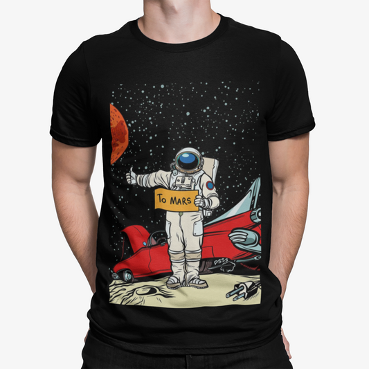 Spaceman To Mars T-Shirt- Unique Funny Space Rocket Spaceship Moon Stars Alien