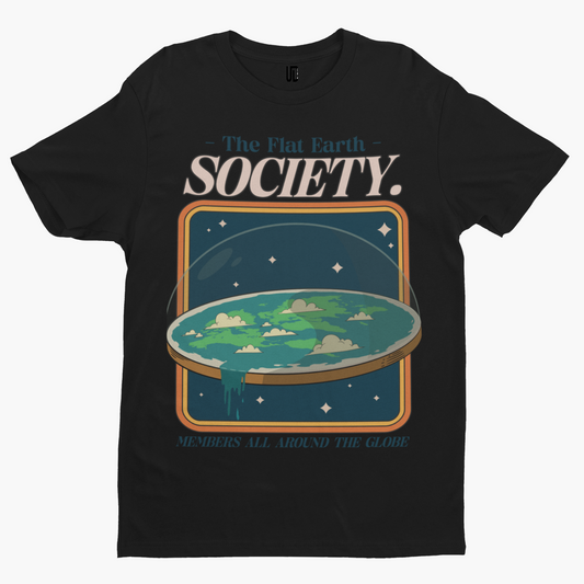 Flat Earth Society T-Shirt -Aliens Comedy Funny Film Movie TV Rhodes Parody
