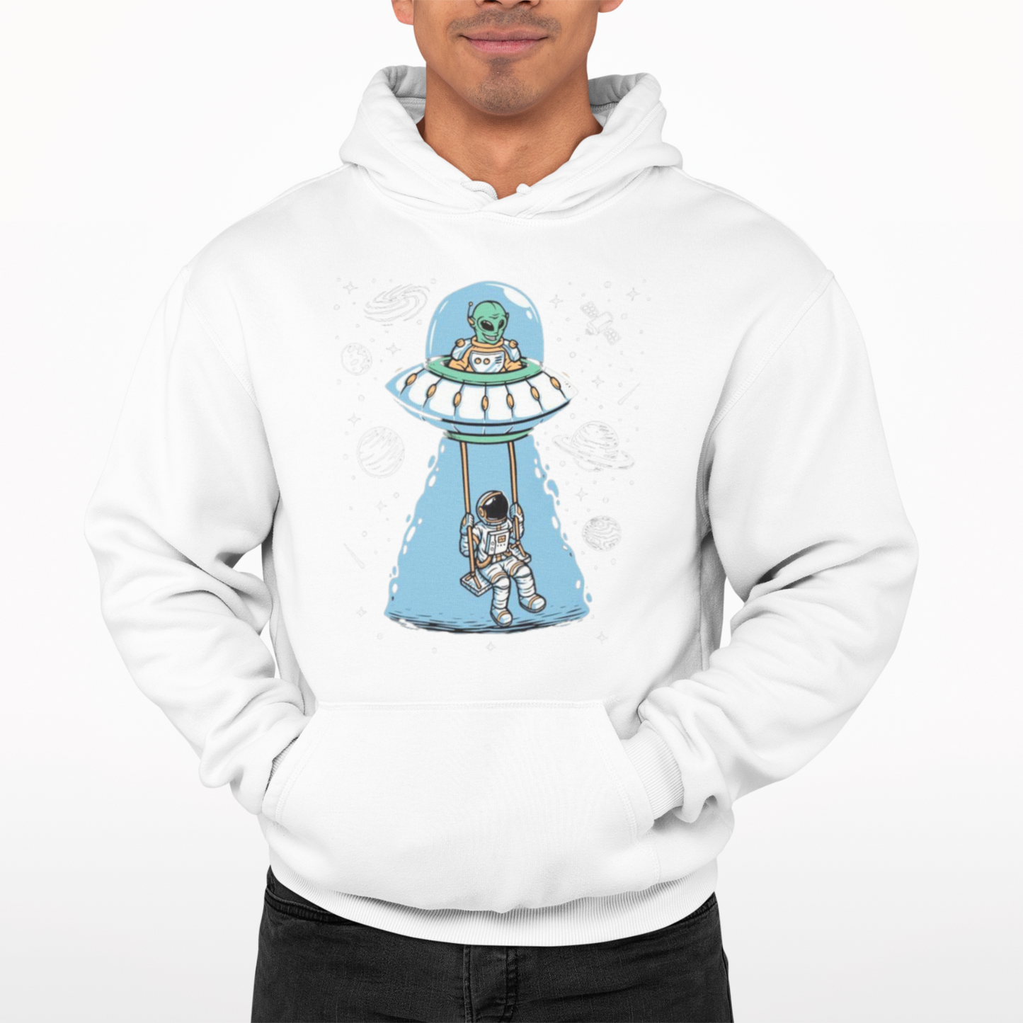 Spaceman Swings Hoodie- Alien Funny Retro Cool Film Movie Gift  Space