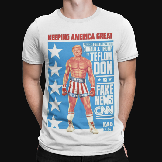 Trump Keep America Great T-Shirt - Funny Politics Rocky Boxing USA Retro Don