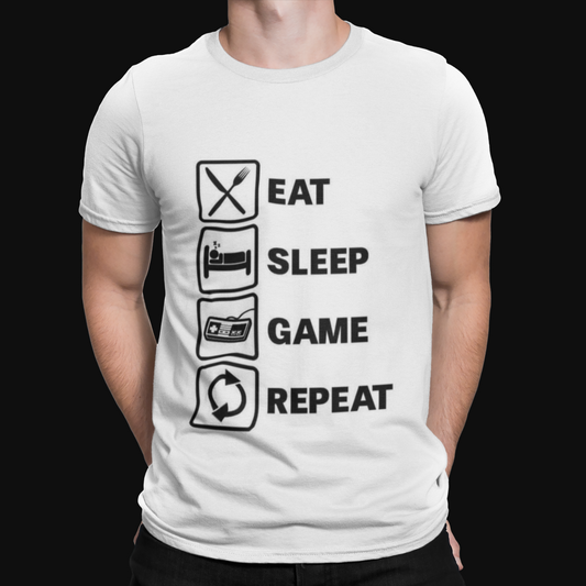 Eat Sleep Game T-Shirt - Cool - Children - Cartoon - Youtube - Chad - Gamer PS