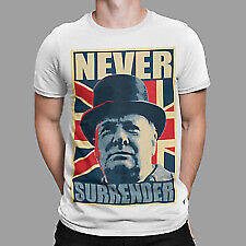 CHURCHILL NEVER SURRENDER T-SHIRT LIVES MATTER HISTORY TEE GIFT RETRO WAR