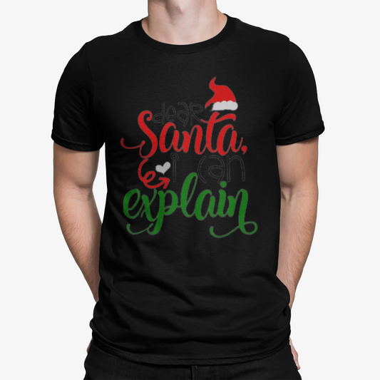 Santa I can Explain T-Shirt - Xmas Christmas Movie  Comedy Funny Retro Cool