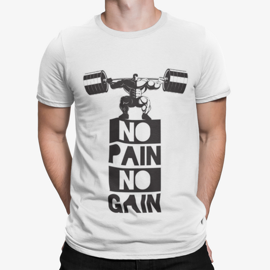 No Pain No Gain T-Shirt -Funny Gym Sport Weights Arnie Retro Men Cool Training 2