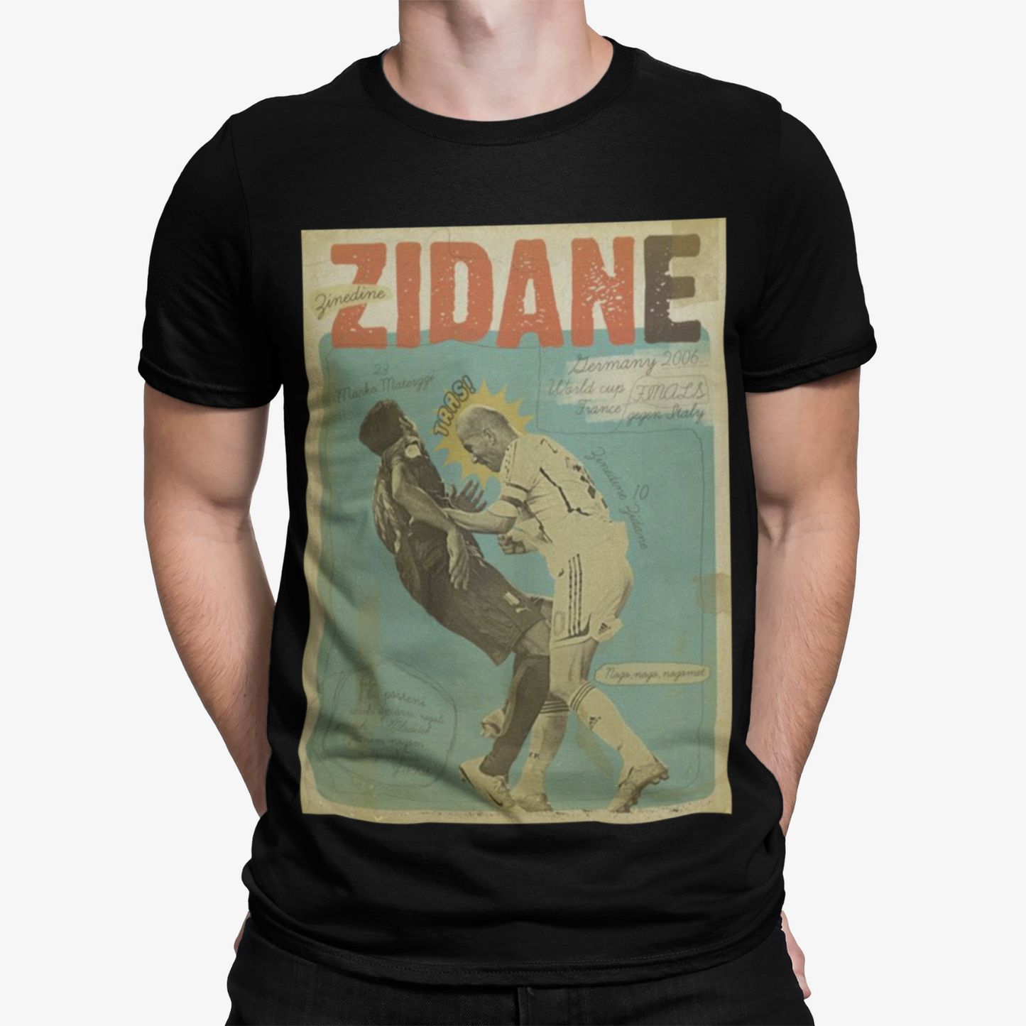 Zidane Comic T-Shirt - Football Retro Sport Iconic England Euro Gazza