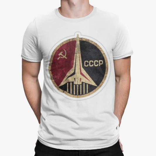 Roscosmos Logo T-Shirt - Retro Soviet Russia Communism Politics Pockocmoc Space