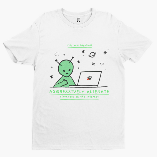 Aggressively Alienate  T-Shirt -Comedy Funny Alien Film Movie TV Novelty Doodle