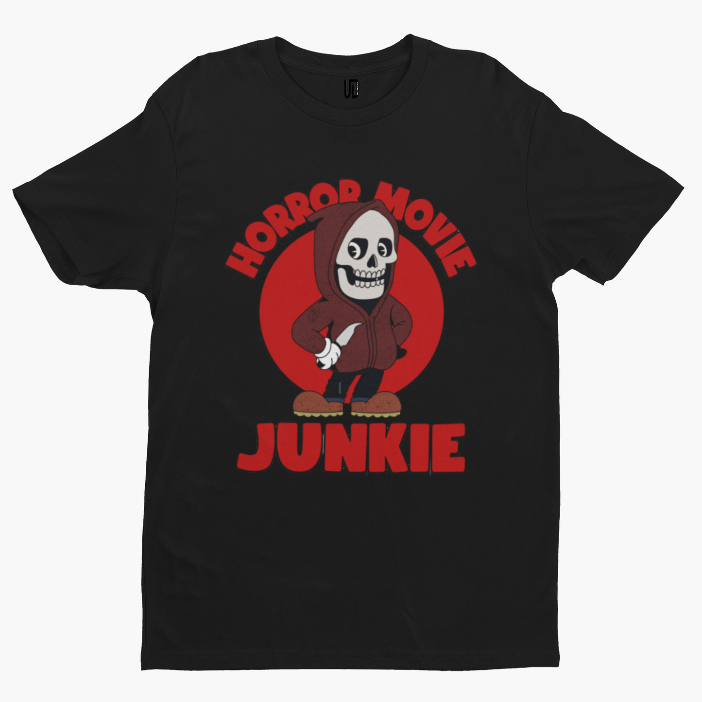 Horror Movie Junkie T-Shirt - Film TV Funny Art Horror Halloween Scream Saw