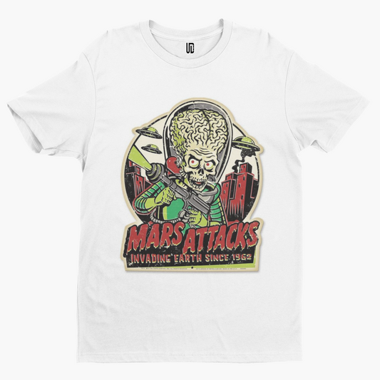 Mars Attacks Sticker T-Shirt - Halloween Horror Film TV Retro Novelty Ack Ack