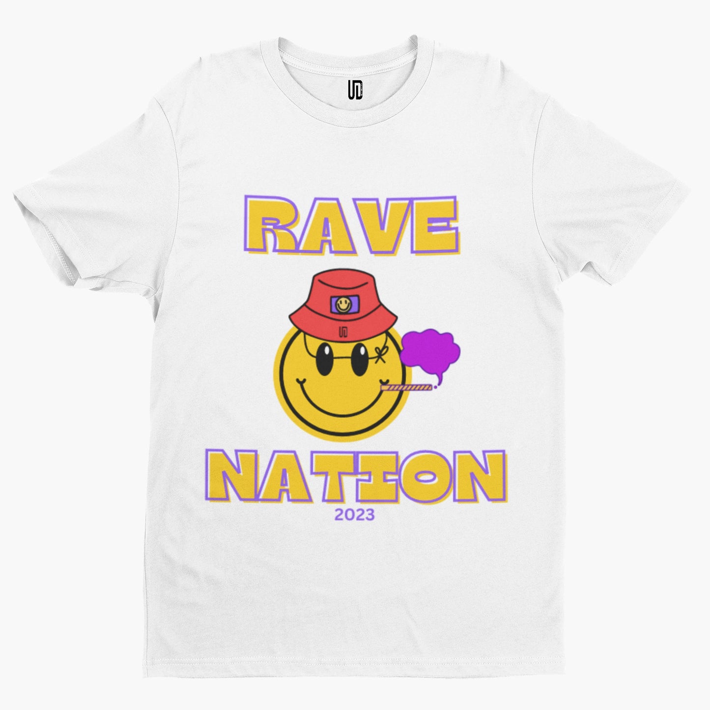 Rave Nation Smiley T-Shirt -Comedy Funny Gift Rave Music DJ Techno Novelty Adult