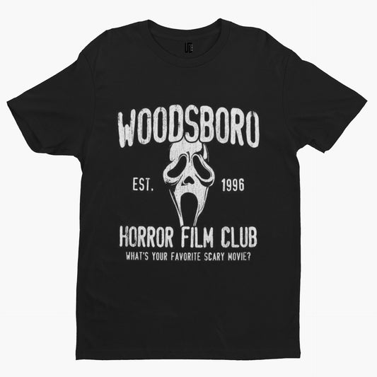 Woodsboro Film Club T-Shirt - Horror Halloween Movie Film TV Funny Cool Retro 80s